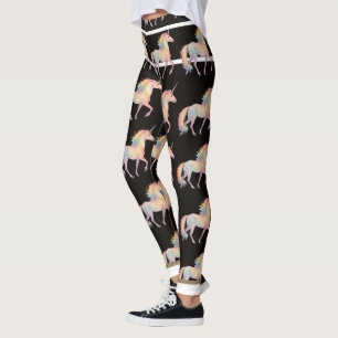 Legging Unicórnio Arco-íris Mágico Personalizado preto