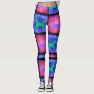 Legging Unicórnio Azul e Rosa Verifica Padrão de Arte Epic