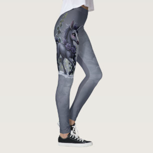 Legging unicórnio estilizado em esplendor floral.