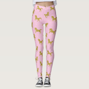 Legging Unicórnio Glitter Rosa e Dourado