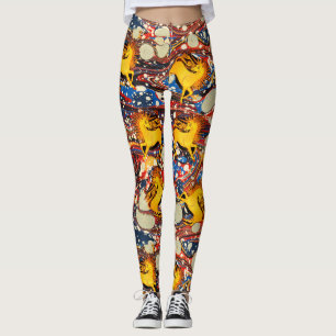 Legging UNICORNS ouro, EFEITOS MARCADOS AZUIS VERMELHOS, C