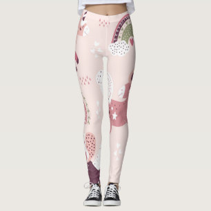 Legging Unicorns Rainbows: Fundo Mágico Pastel.