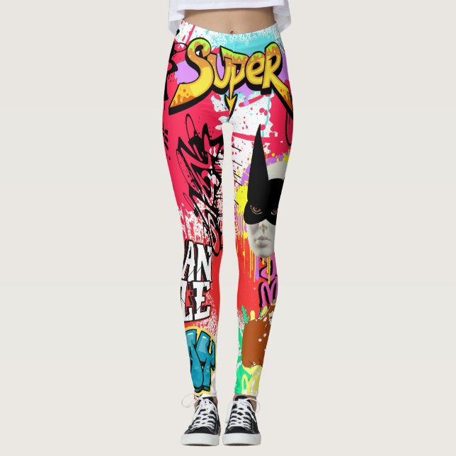 Legging Unique eye catching graffiti Spray paint Modern (Frente)