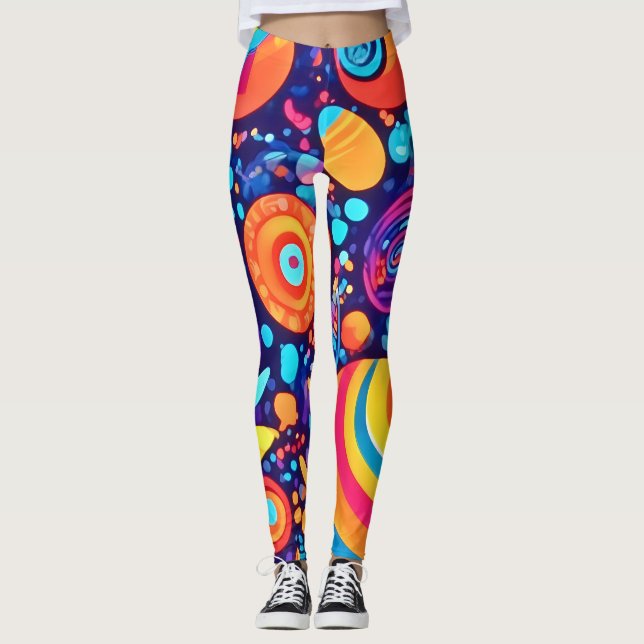 Legging Universo de bolhas de Abstrato vibrante (Frente)