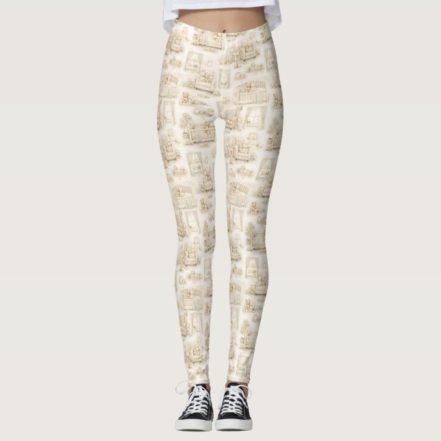 Legging Ursa de berçário neutro Quarto Bege Padrão (Frente)