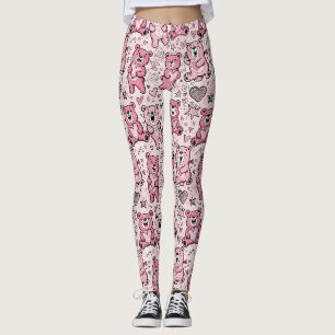 Legging Ursinhos com Corações e Rosa - Dia dos Namorados (