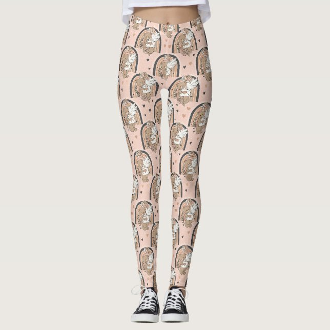 Legging Ursinhos de pelúcia em Berçário Boho com Arco-íris (Frente)