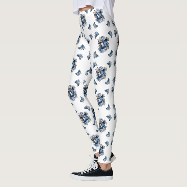 Legging Urso Caubói Ocidental - Urso Azul com Bandana Flor (Esquerda)