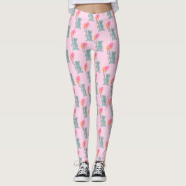 Legging Urso de pelúcia com balões a rosa pastel
