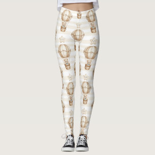 Legging Urso de Pelúcia Fofo Balão de Ar Quente Padrão Neu