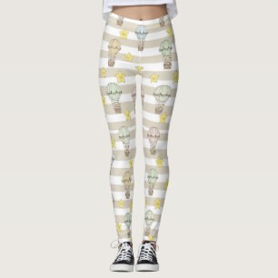 Legging Urso de Pelúcia Fofo Balão de Ar Quente Padrão Neu
