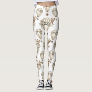 Legging Urso de Pelúcia Fofo Balão de Ar Quente Padrão Neu