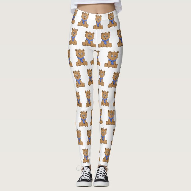 Legging Urso de pelúcia vestindo lenço azul (Frente)