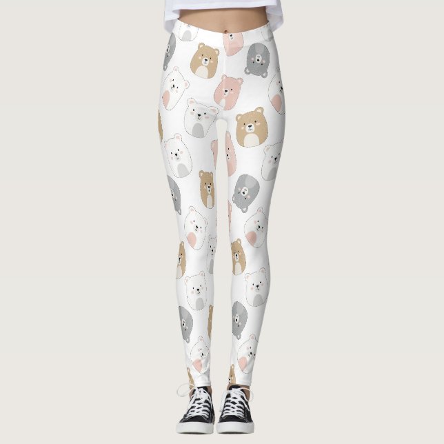 Legging Urso Fofo e Corações -- Berçário Pastel (2) (Frente)