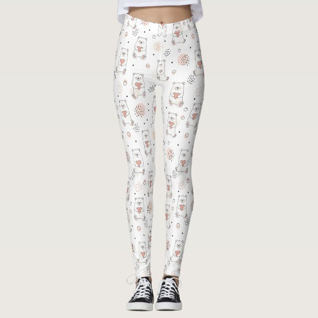 Legging Urso Fofo e Corações -- Berçário Pastel (7) (Frente)
