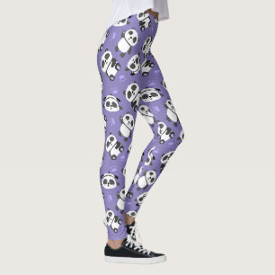 Legging Urso panda fofo pata fundo azul