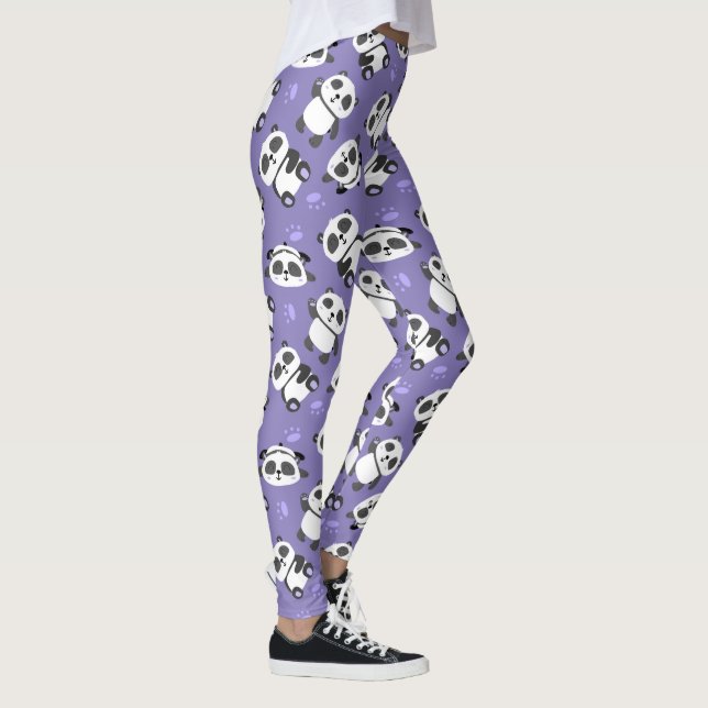 Legging Urso panda fofo pata fundo azul (Direita)