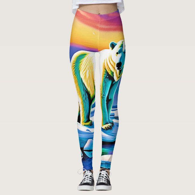 Legging Urso Polar de Neve Selvagem do Ártico (Frente)