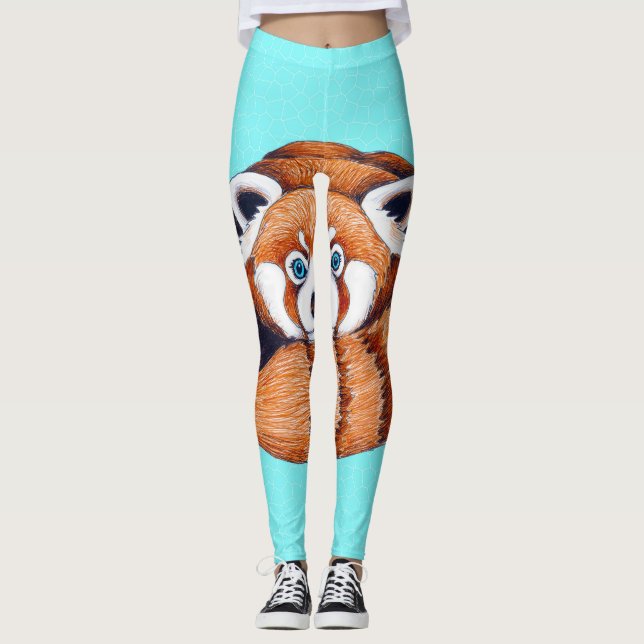 Legging Urso Red Panda na Turquesa (Frente)
