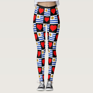 Legging Uruguai Flag Heart Pattern Patriótico Uruguai Urug