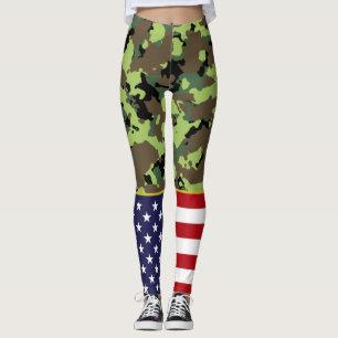 Legging USA Flag Bright Militar Green Camo