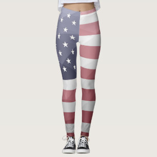 Legging USA flag Red White Blue Geometric Mesh