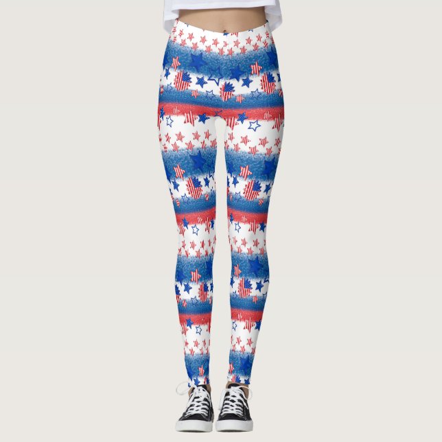 Legging USA Stars & Strips American Flag Light & Firework  (Frente)