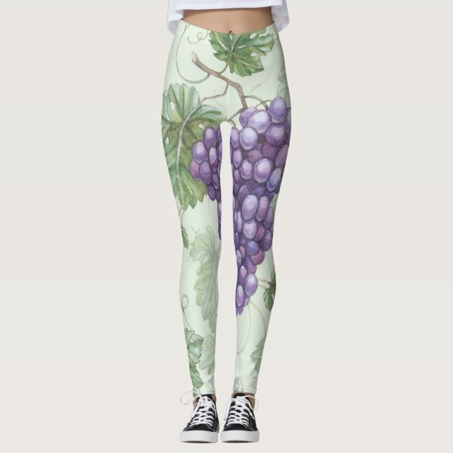 Legging Uvas Aquarela, Padrão Sem Fruta. (Frente)