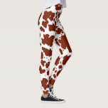Legging Vaca Castanha Moderna Coloca Impressão<br><div class="desc">A pele das vacas clássicas,  castanhas e brancas apresenta textura em decor e presentes de design. Impressão animal em manchas de vaca</div>