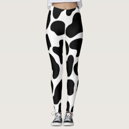 Legging Vaca Preta e Branca Impressão Fazenda Rústica