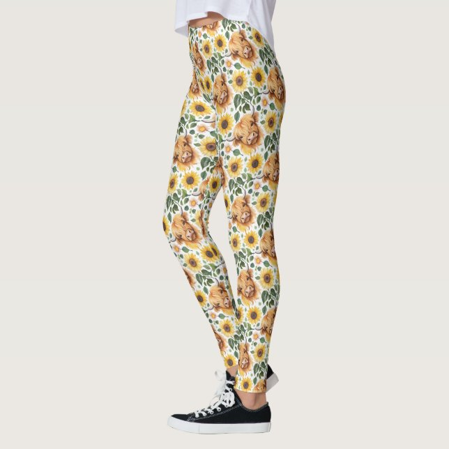 Legging Vacas Altas E Flores Amarelas De Girassol (Esquerda)