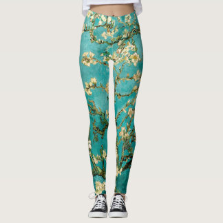 Legging Van Gogh Bright Blue Floral Almond Tree