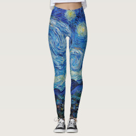Legging Van Gogh Starry Night. Impressionismo arte de vint