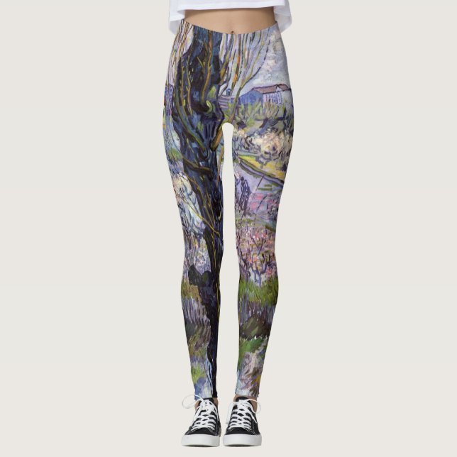 Legging Van Gogh Ver Jardim de Flor de Arles (Frente)