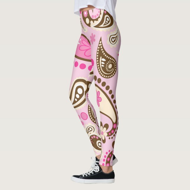 Legging Vaqueira Rosa Marrom Paisley Flores País Texas (Esquerda)