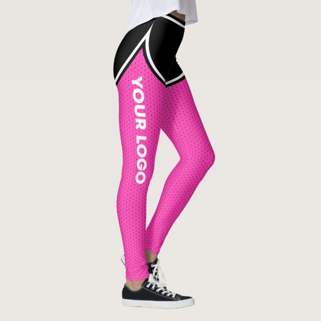 Legging Varsity Basball Preto Rosa Quente Curta Seu Logoti (Direita)