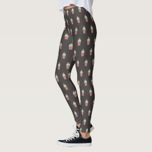 Legging Vaso de Planta de Cacto Fofo Padrão Botânico Flori