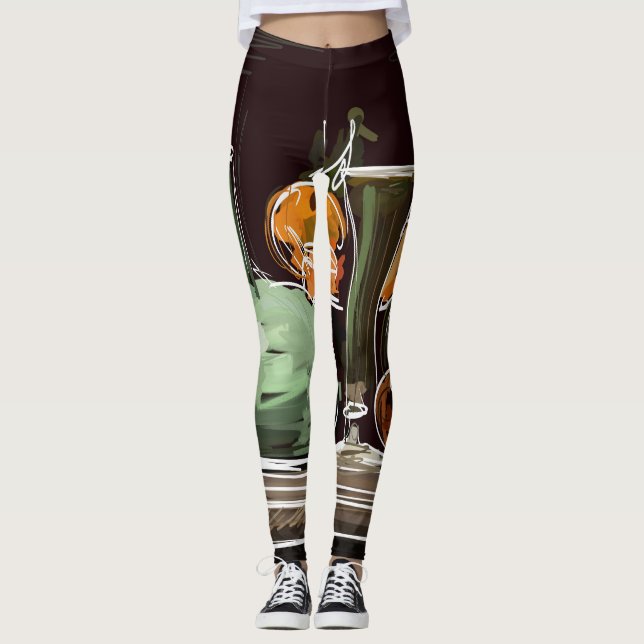 Legging Vaso Verde Fruta expressionista (Frente)