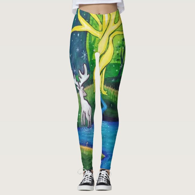 Legging Veado branco, árvore de vida (Frente)