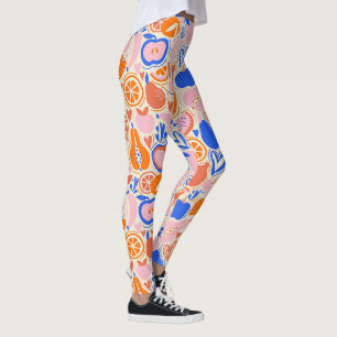 Legging Vegetais de Frutas Azuis Laranja