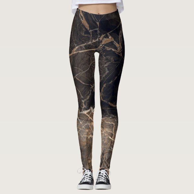 Legging Veias Douradas Marmoris Escuras (Frente)