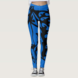 Legging Velocity Blue Pony Horse Stallion Bronco Line Art