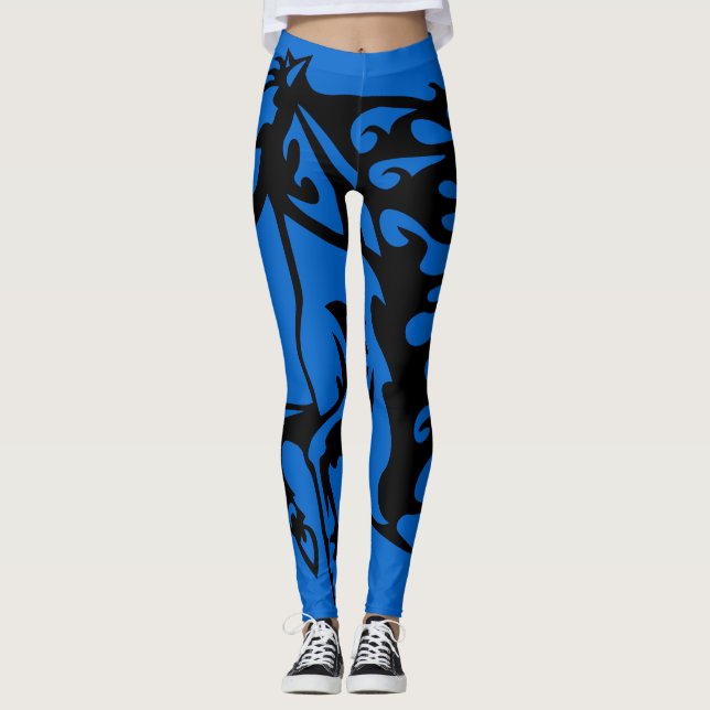 Legging Velocity Blue Pony Horse Stallion Bronco Line Art (Frente)