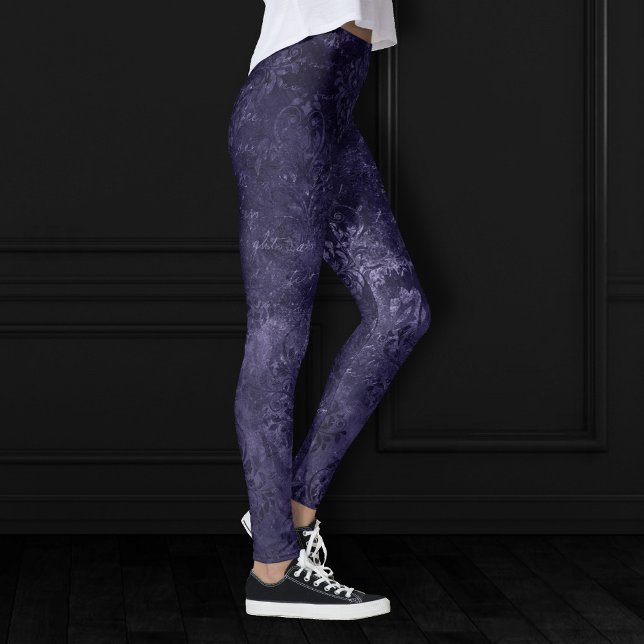 Legging Velvety Midnight Damask | Indigo Purple Grunge (Criador carregado)