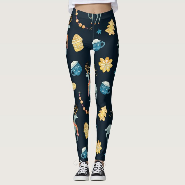 Legging Vendedores de Natal: Padrão Sem Costura (Frente)