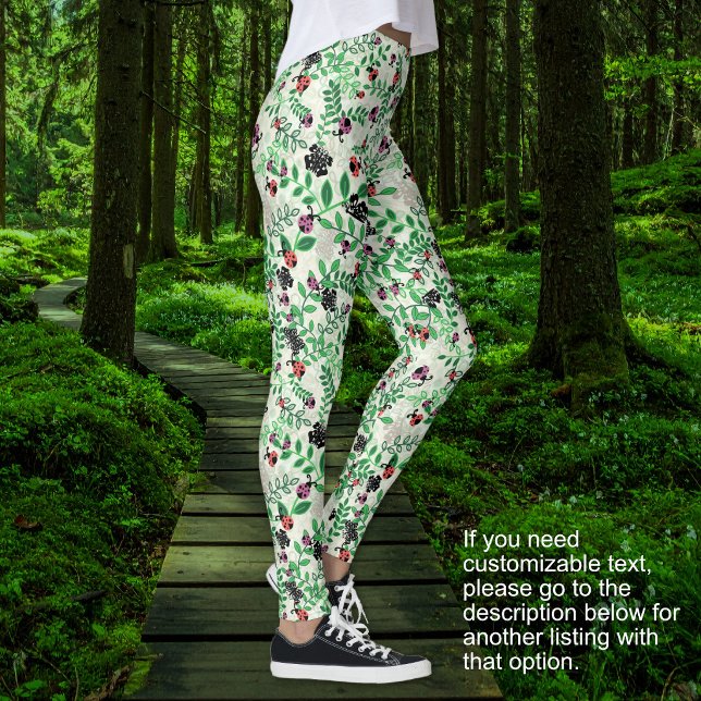 Legging Verão - Joaninhas, Borboletas Folhas - SEM TEXTO (Summer - Lady Bugs, Butterflies Leaves - NO TEXT Leggings)