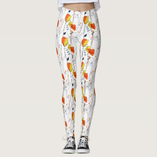 Legging Verão tropical   Belos Design de flores amarelas