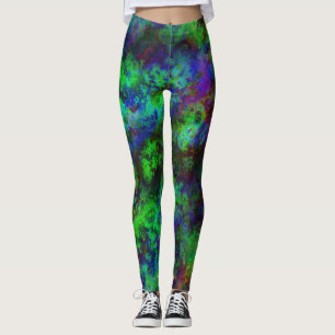 Legging Verde-Abstrato de várias cores da Galáxia