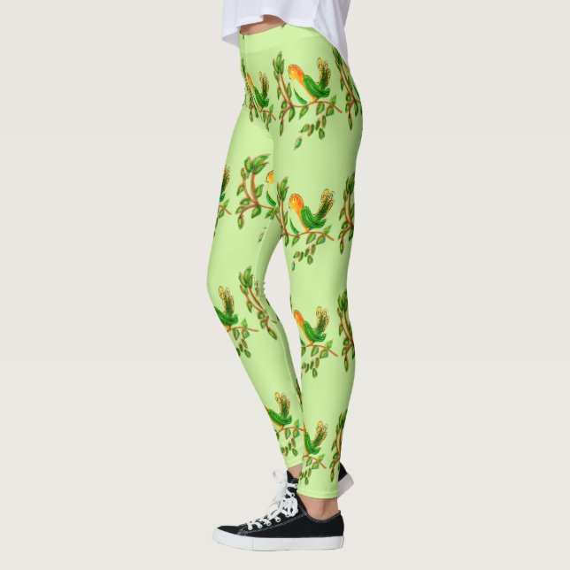 Legging Verde Aipo Claro E Aves (Esquerda)