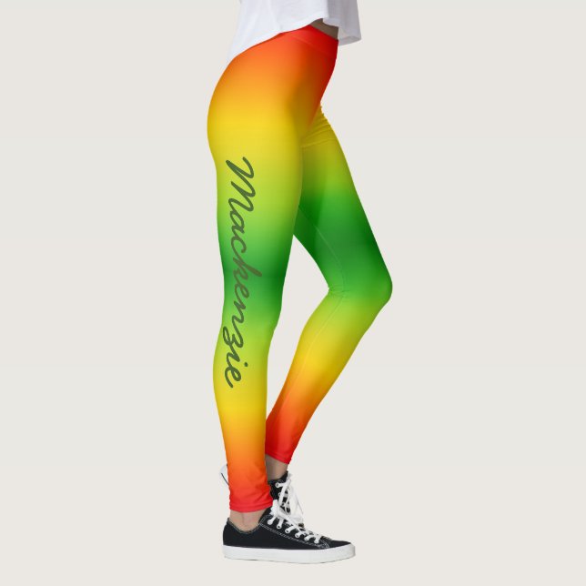 Legging Verde Amarelo Brilhante Cores Tropicais Verde Seu  (Direita)